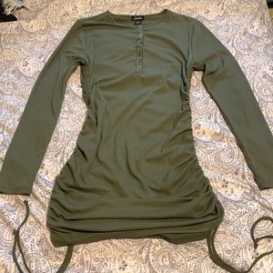Justify dark green dress with sleeves